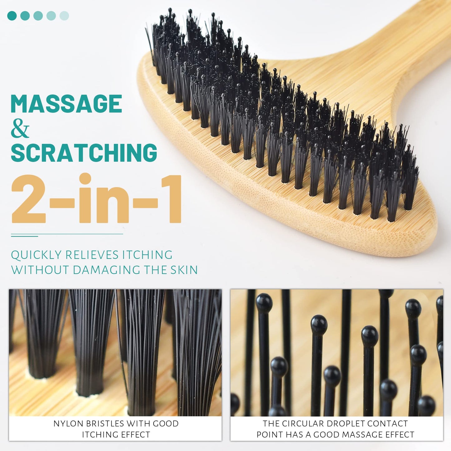 NURENDER 22" Oversized Back Scratcher, Bamboo Body Scratcher for Men and Women, Curved Backscratcher with Long Handle and Wide Nylon Brush Head for Itching Relief, Great for Elders, Pregnant Women