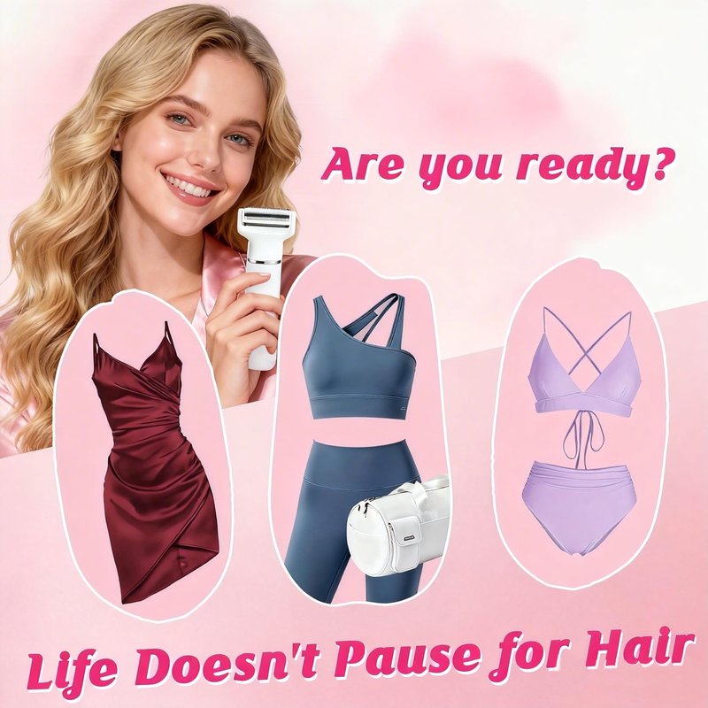 Bikini Trimmer for Women, 5-in-1 Electric Razor for Women, Painless Pubic Hair Trimmer & Body Shaver, IPX7 Waterproof Cordless Rechargeable Grooming Kit for Face, Leg, Underarm, Sensitive Skin, White