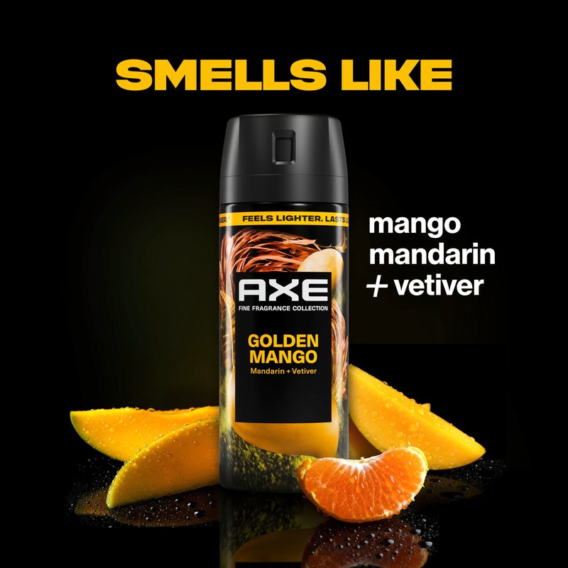 AXE Fine Fragrance Collection Body Spray Golden Mango 72 Hour Freshness Aluminum Free 2.9 oz
