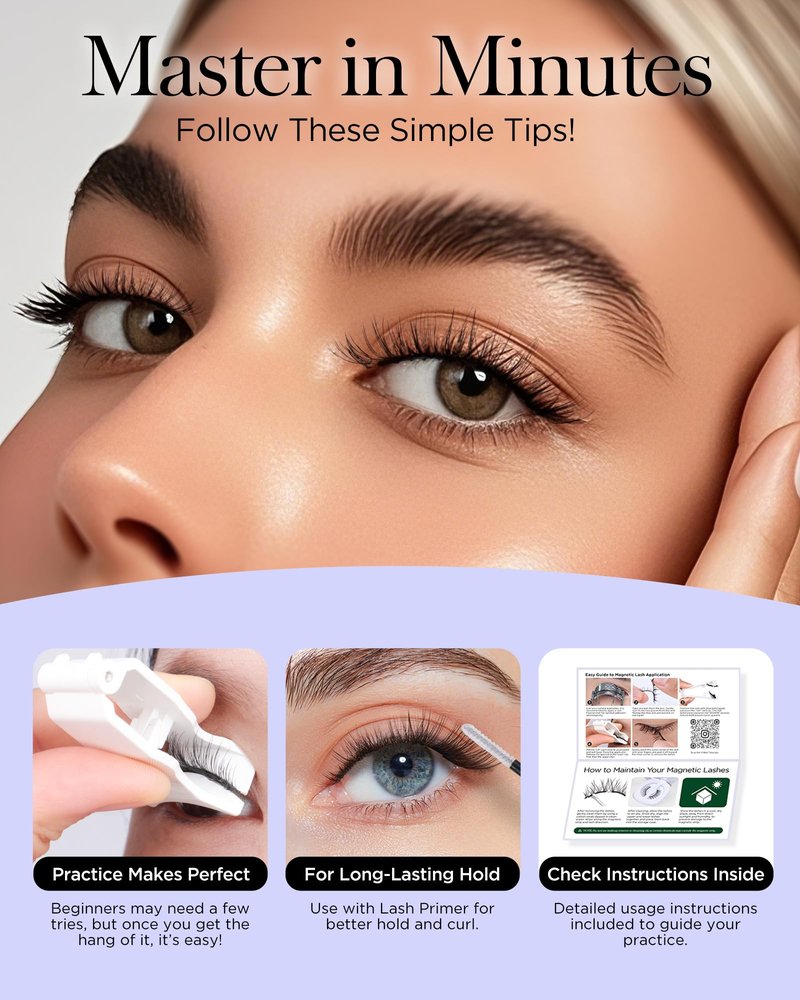 BEYELIAN Magnetic Eyelashes with Applicator Kit, Upgrade Soft Magnetic Lashes Reusable False Eyelashes Natural Look, No Glue Needed Eyelashes for Eye (Lightweight & Comfortable)