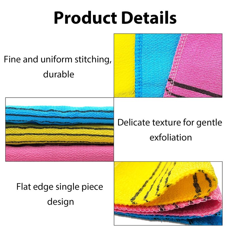 Jaasuee 6-Piece Exfoliating Washcloth Set, Korean Exfoliating Mitts in Vibrant Colors for Gentle Skin Exfoliation and Removing Dry