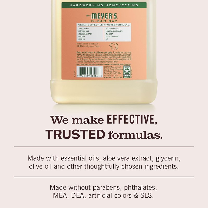 MRS. MEYER'S CLEAN DAY Hand Soap Refill - Geranium Scent | 33 Fl Oz Bottle