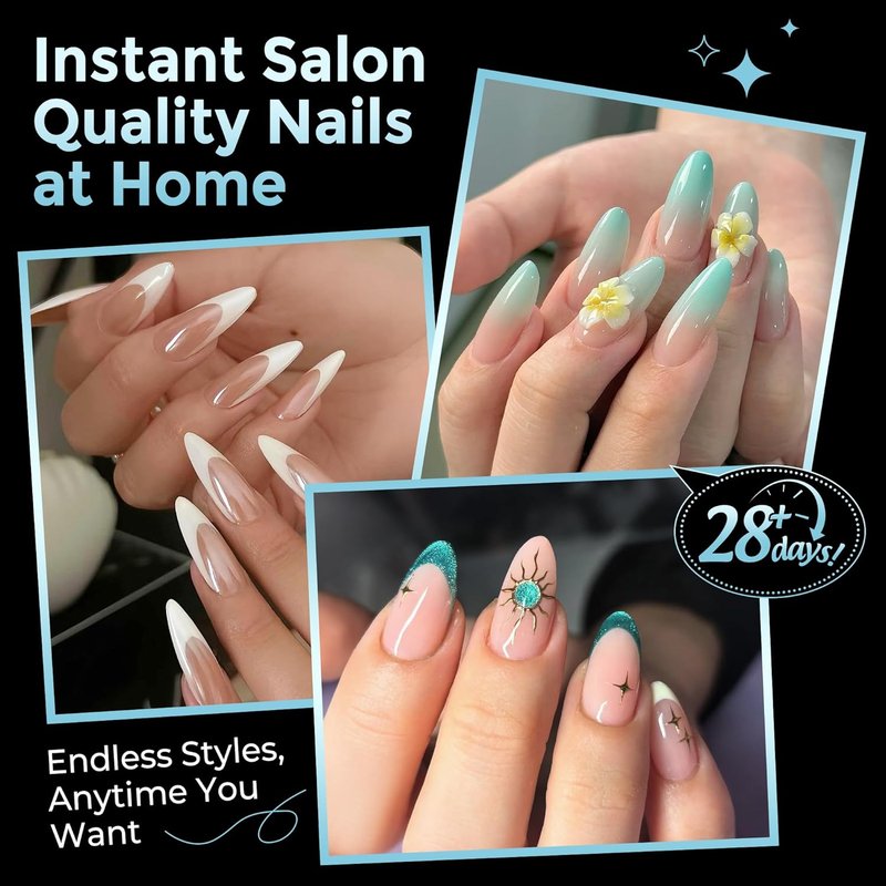 Almond Nail Tips - 360pcs Soft Gel Pre-Shaped Acrylic Nails | Half Matte Full Cover DIY Manicure, 12 Sizes