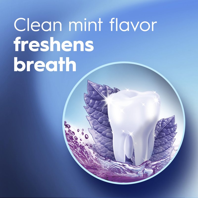 Crest 3D White Mouthwash, Teeth Whitening for Adults, 1L, 2 Pack, Alcohol Free Mouth Rinse, Breath Freshener, Antibacterial, Antiseptic, Bad Breath Treatment, Peroxide Free, Clean Mint