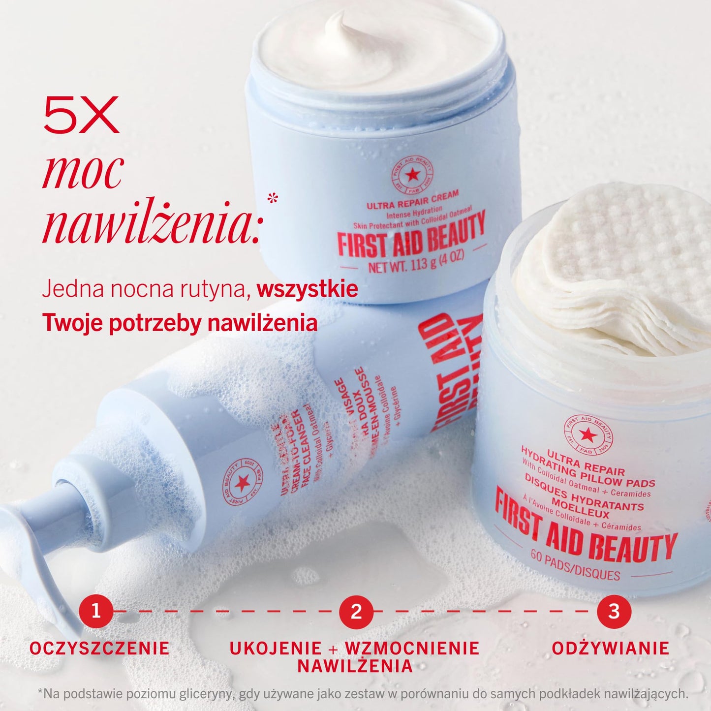 First Aid Beauty Ultra Gentle Cream-to-Foam Facial Cleanser, Fragrance Free Makeup Removing Face Wash with Colloidal Oatmeal & Glycerin, Sensitive & Acne-Prone Skin, 2 oz, Travel Size
