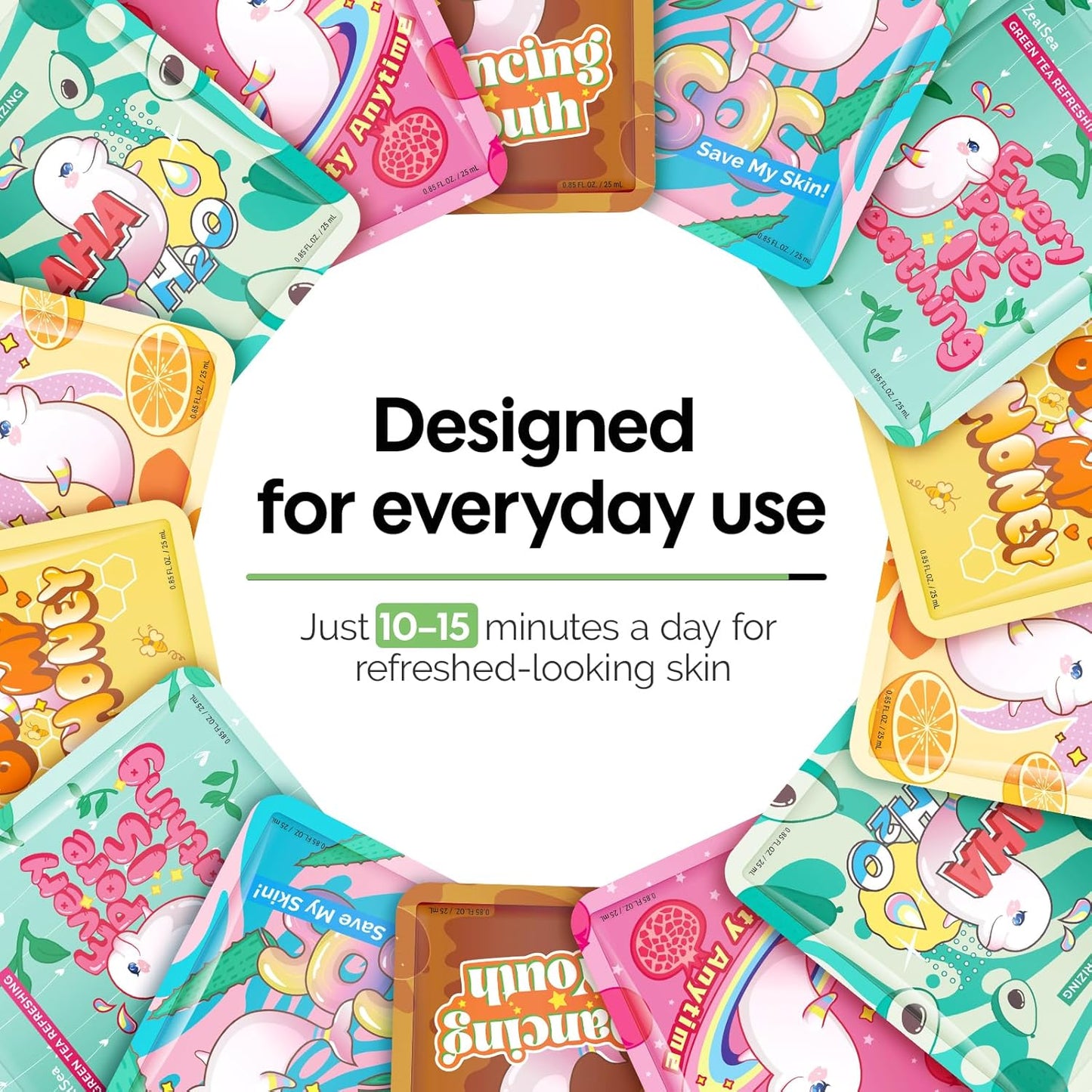 ZealSea Facial Sheet Mask Set - 7 Days of Deep Hydration & Glow | Perfect Skincare Gift for Women & Teens