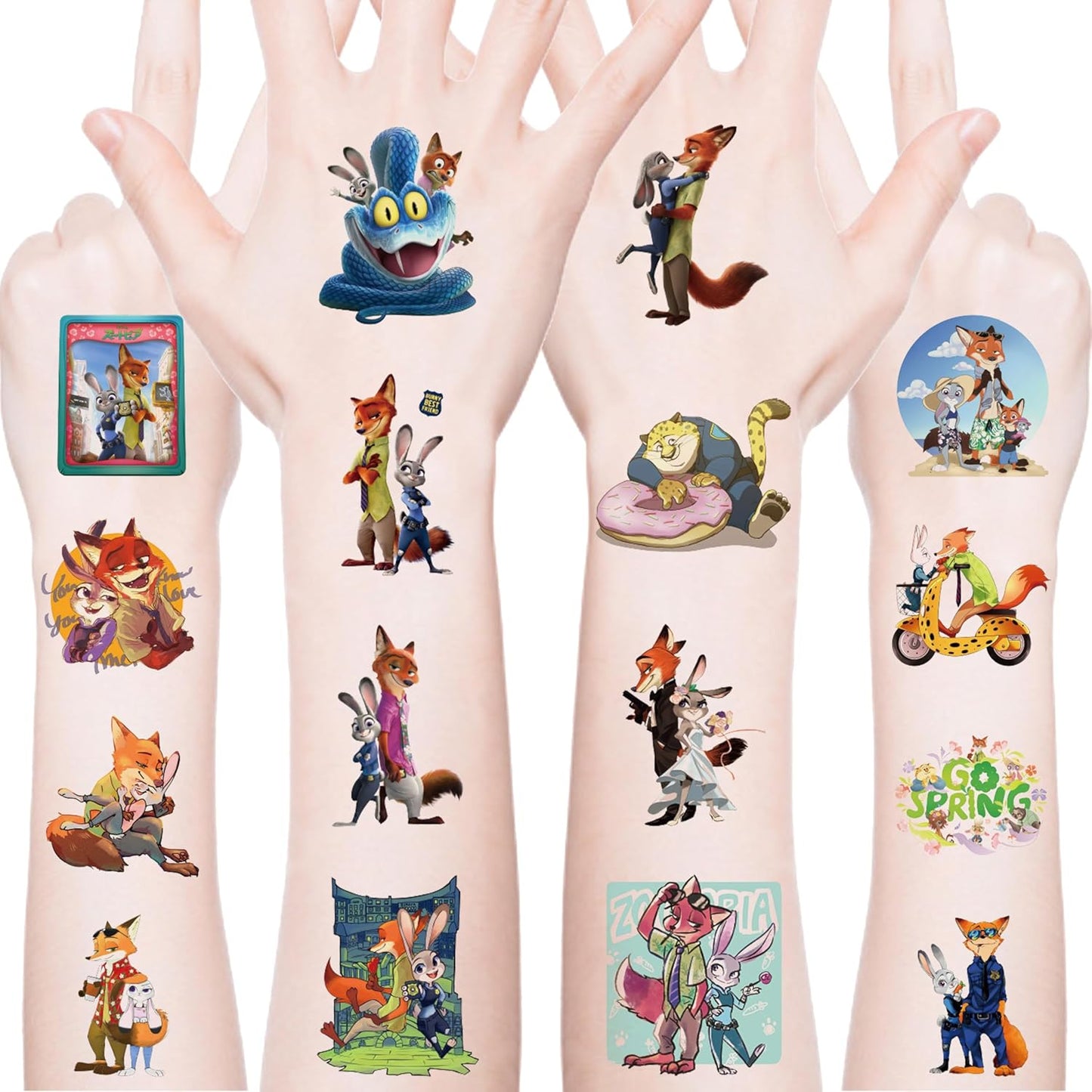 Zootopia 2 Temporary Tattoos - 20 Sheets of Fun Cartoon Stickers for Kids' Parties & Rewards