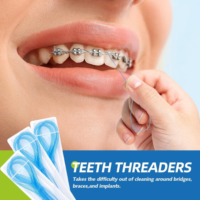 RioRand Floss Threaders - Essential Oral Health Tool for Braces & Implants | 200 Count (Pack of 4)