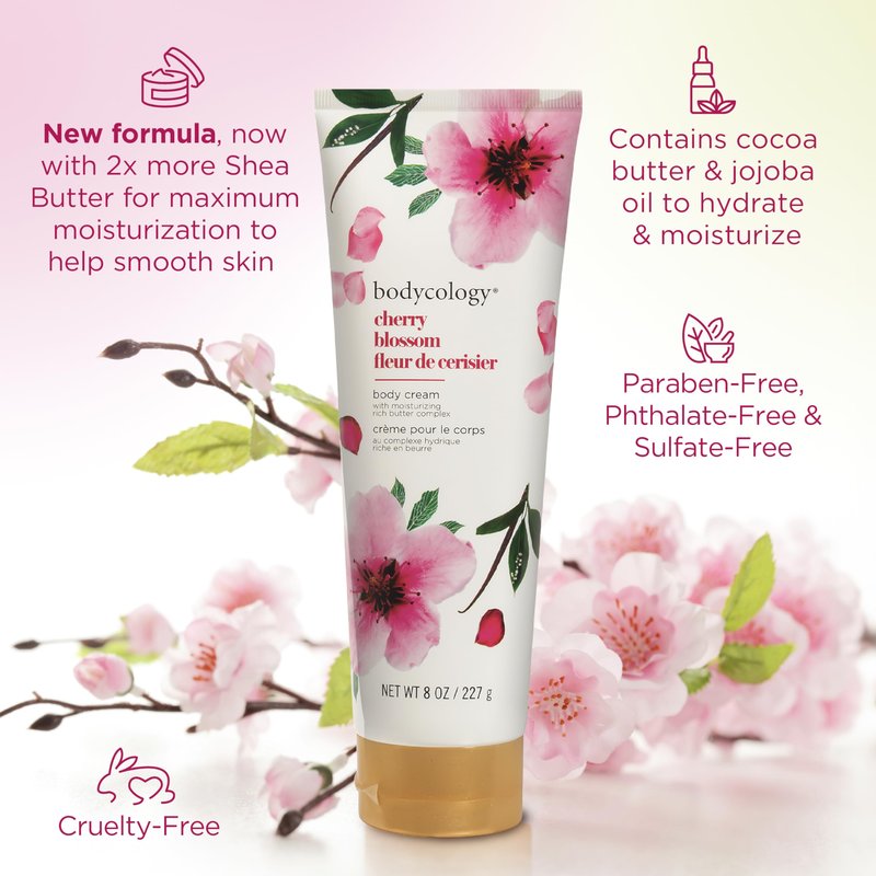 Bodycology Shea Butter Body Cream, Cherry Blossom, 8 oz