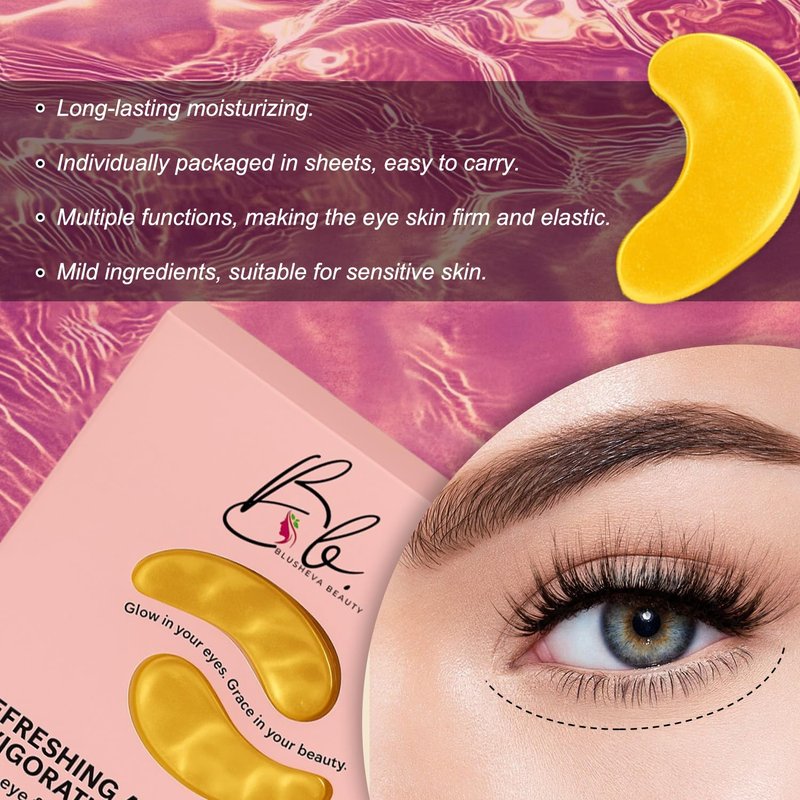 Gold Under Eye Masks - Collagen Hydrating Gel Patches for Dark Circles & Fine Lines | 24 Pairs Vegan, Cruelty-Free Skincare