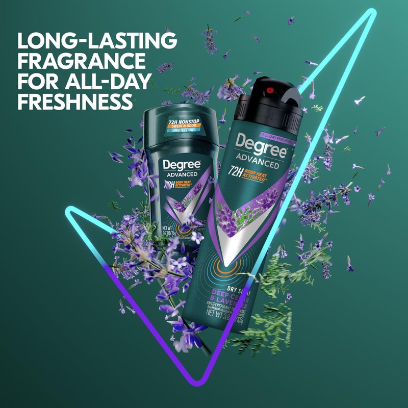 Degree Men Advanced Antiperspirant Deodorant Dry Spray Deep Cedar & Lavender 3 Count 72-Hour Sweat and Odor Protection Deodorant for Men With Body Heat Activated Technology 3.8 oz
