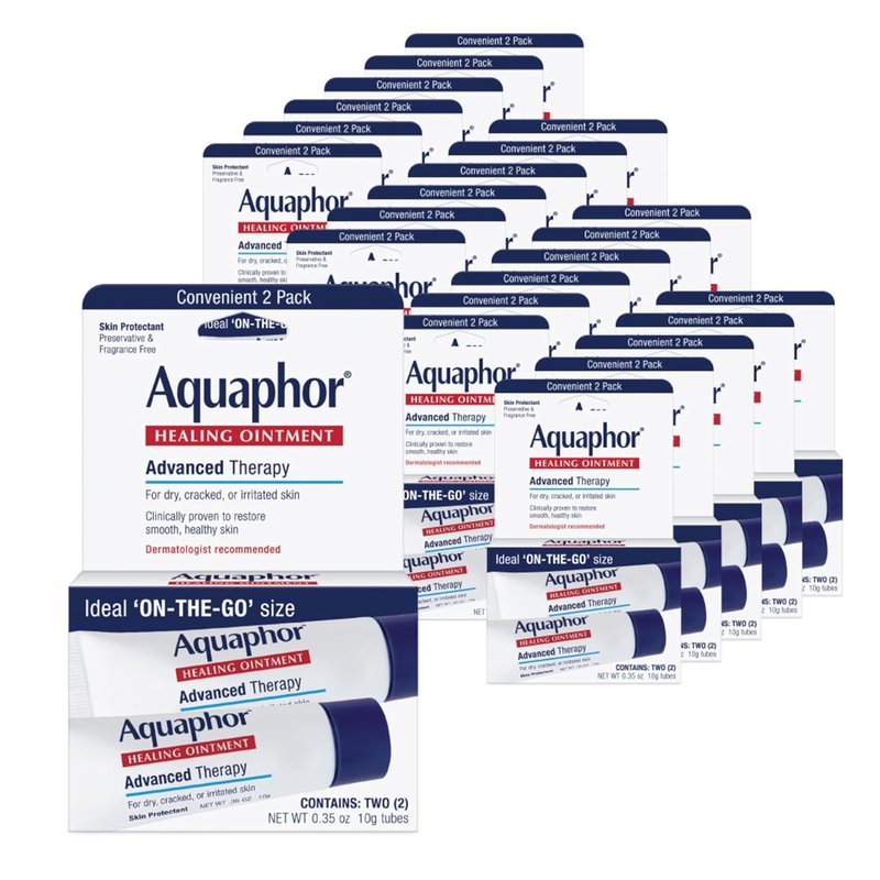 Aquaphor Healing Ointment - Advanced Therapy Skin Protectant for Dry Skin | 0.35 Oz Tube, Pack of 2
