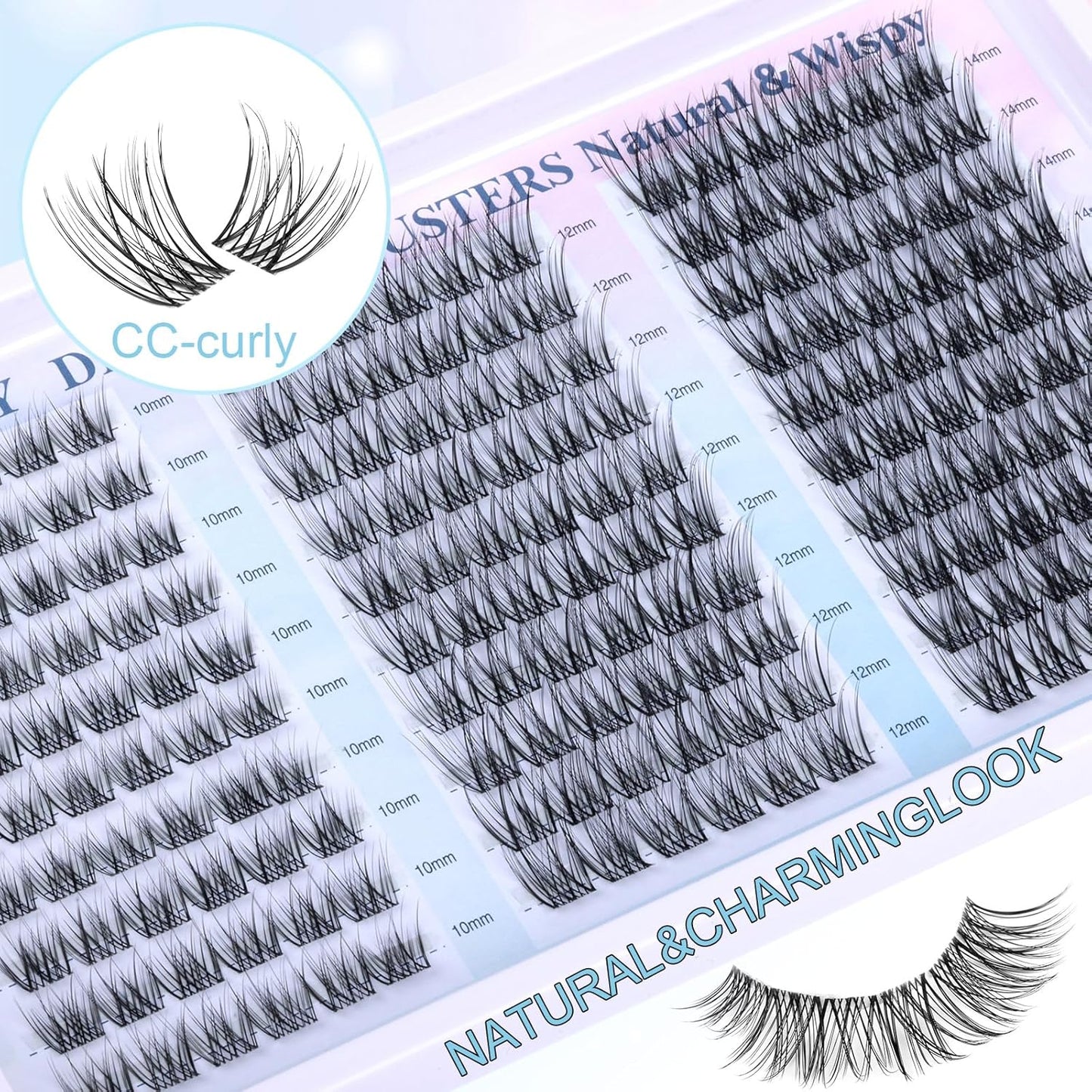 Zanlufly Wispy Eyelash Clusters - Natural CC-Curly Individual Lashes | 180 Pcs, 10-14MM DIY Extensions