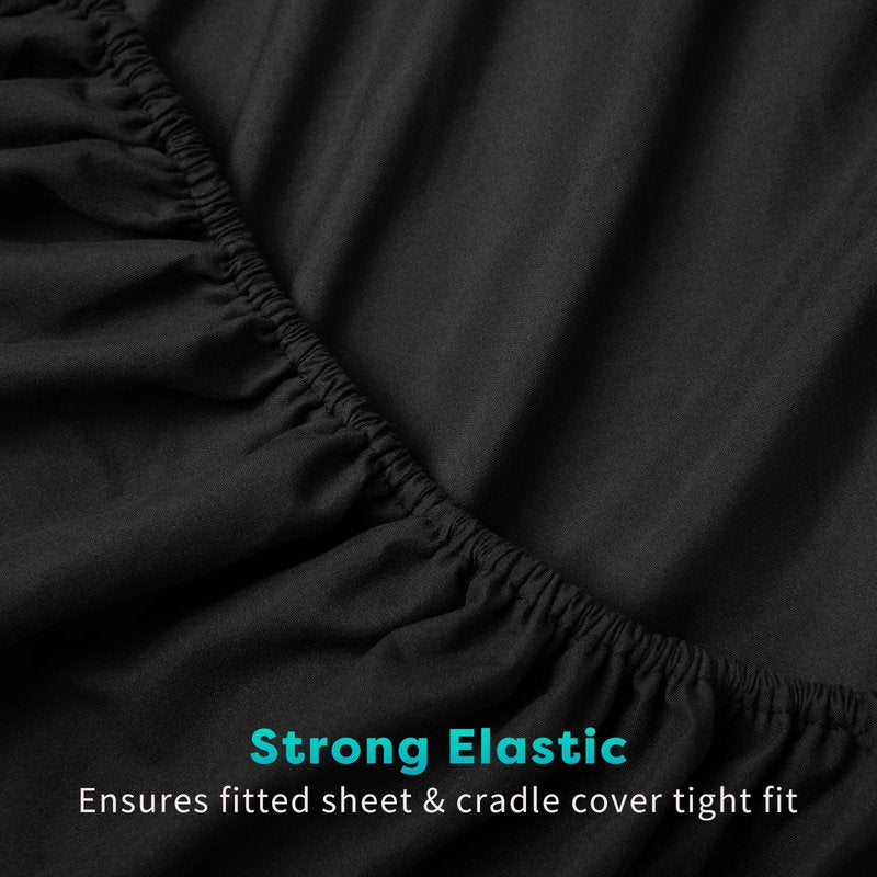 Comfyanno Massage Table Sheets Sets, 3 Pcs Professional Microfiber Spa Therapy Bed Sheets Cover, Soft, Light-Weight, Stain & Wrinkle Resistant, Includes Flat & Fitted Sheet, Face Cradle Cover - Black