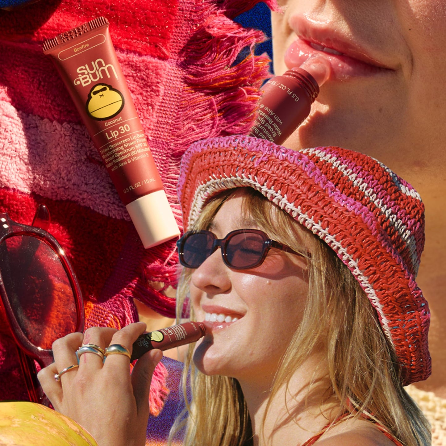 Sun Bum SPF 30 Sunscreen Bonfire Tinted Lip Balm - Coconut Flavor Broad Spectrum Moisturizing with Aloe & Vitamin E - Hawaii 104 Act Compliant (Made Without Octinoxate & Oxybenzone) - 0.5 oz