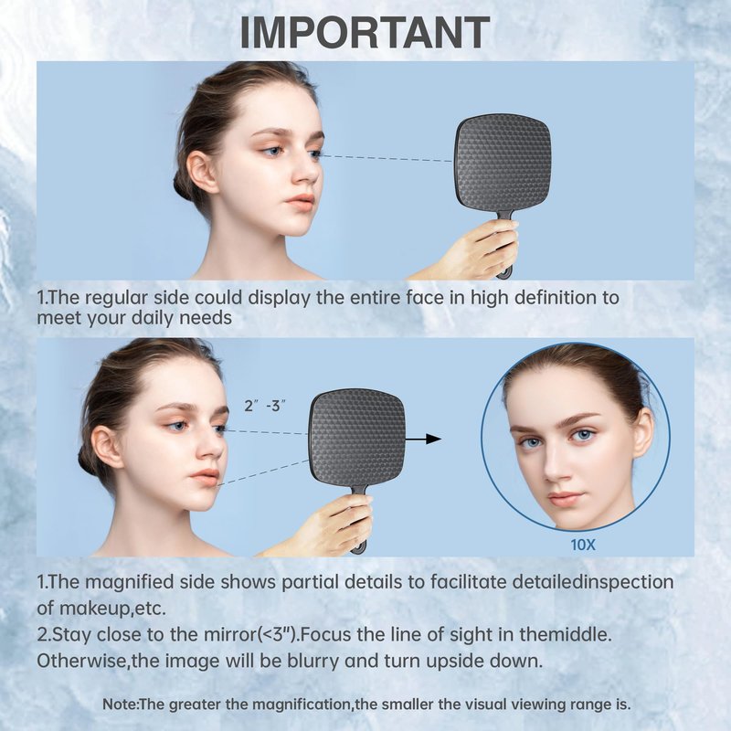 HYOUJIN Hand Handheld Mirror (6.7"×9.4") - Hand Held Small Mirror for Barber and Salon,Handheld Makeup Portable Mirror for Travel, Suitable for Women and Men(Black)