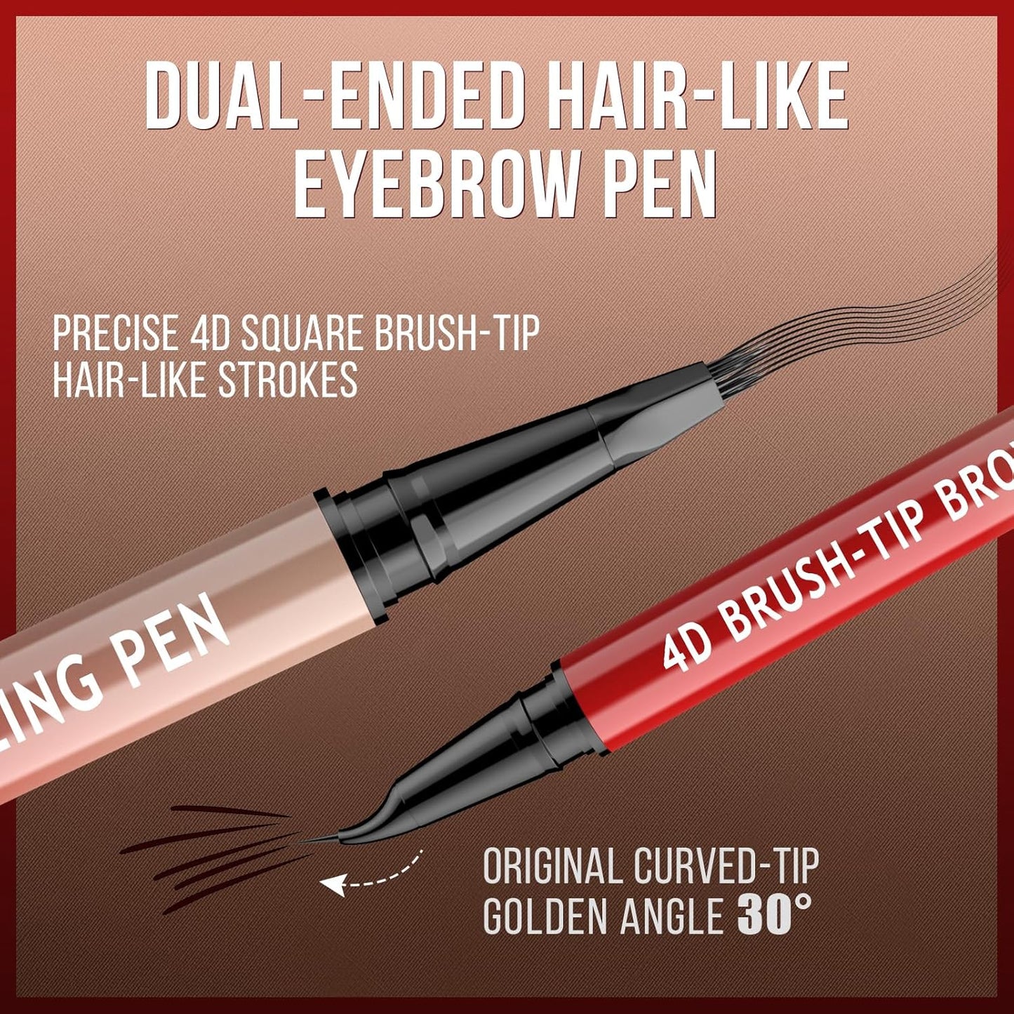 Vevivia Eyebrow Pencils - 4D Brush-Tip & Curved Tip for Natural, Fuller Brows | Long-Lasting Dark Brown