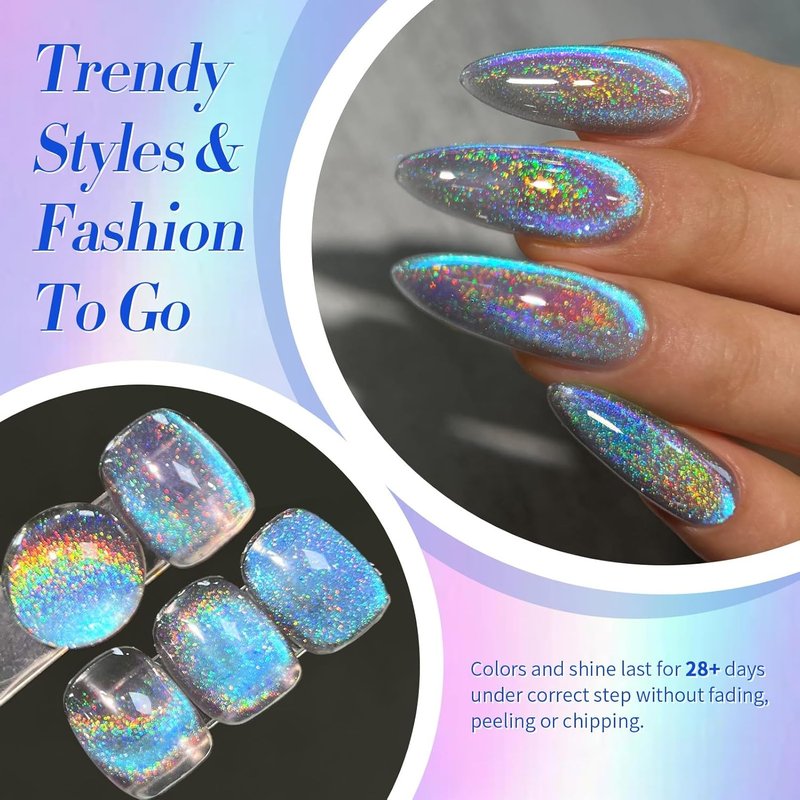 9D Cat Eye Magnetic Gel Nail Polish - Holographic Rainbow Colors | Blue & Purple, 15ML for Stunning Nail Art
