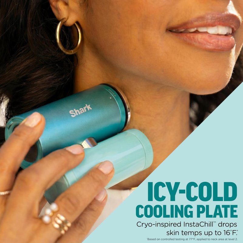 Shark ChillPill – The Only 3-in-1 Personal Cooling System with Fan, InstaChill Cooling Plate & Dry-Touch Mist – Portable, Handheld, Drops Skin Temp Up to 16°F, 10 Speeds, Matcha, FA022GN