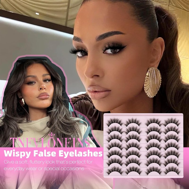 Mink Lashes - 14 Pairs Wispy 5D Volume False Eyelashes for Natural Look | 16mm Length