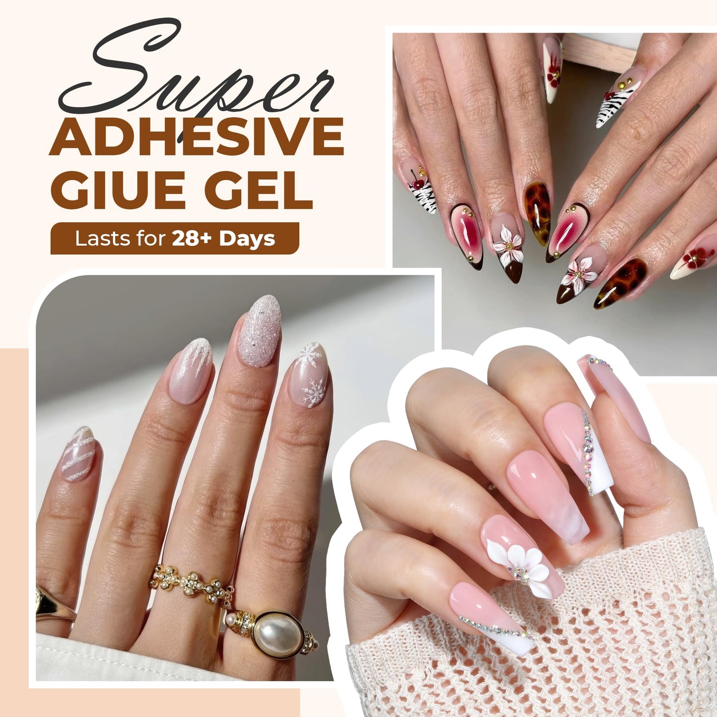 UNA GELLA Super Strong Nail Glue: 2Pcs*10ml Semi Solid Nail Glue for Press Ons No Lamp Needed 10s Quick Drying Solid Nail G lue Gel Upgraded for Acrylic Fake Nails Extension Long Lasting