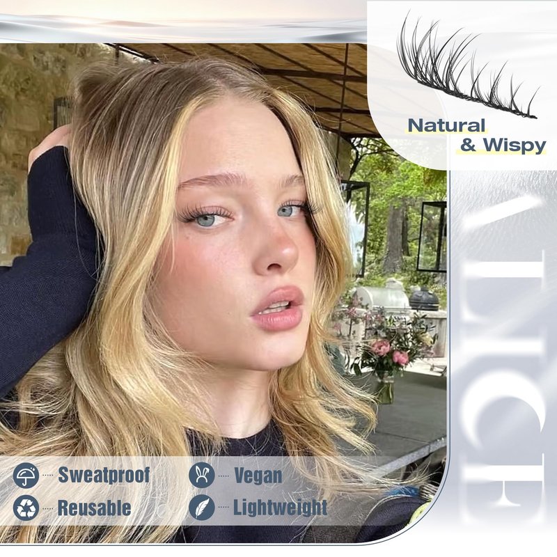 ALICE Natural Short Lash Clusters Wispy 8-12mm Cluster Eyelash Extensions Individual Lashes C-Curly DIY Lash Extensions Soft Thin Band Eyelash Clusters