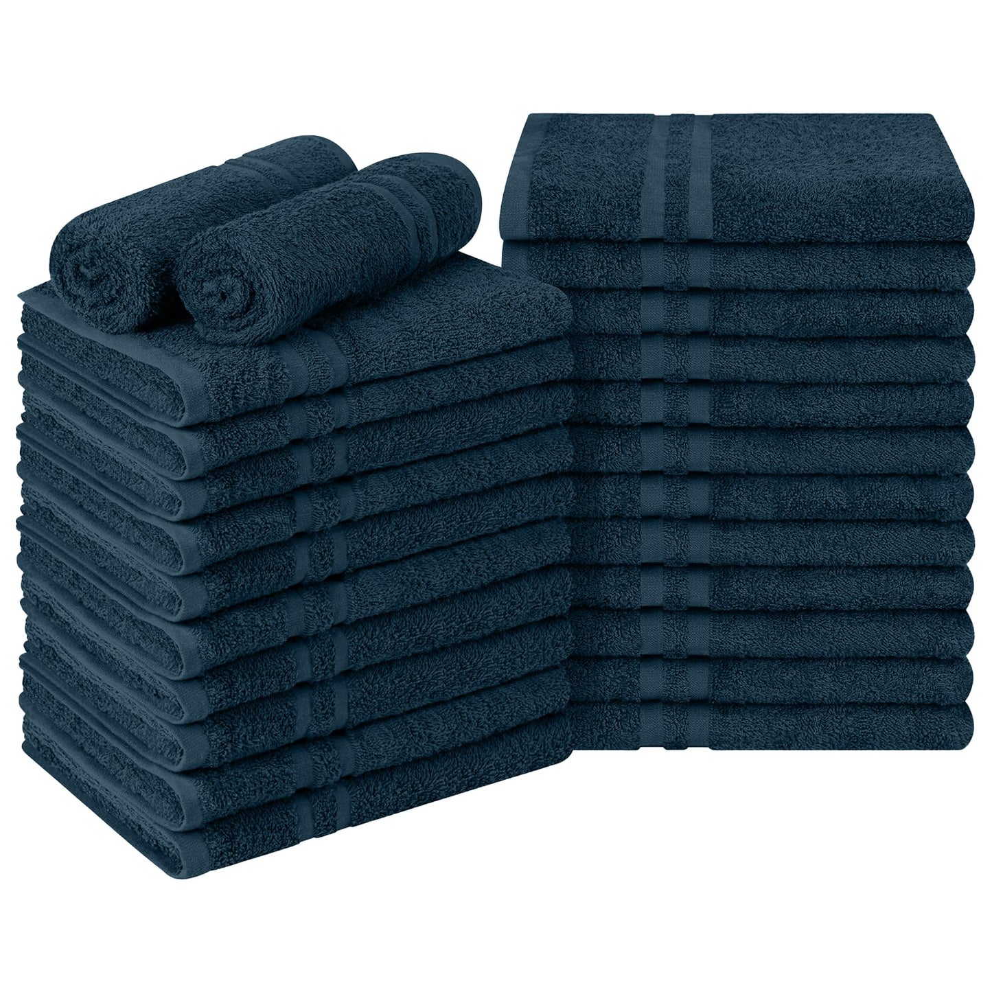 RIVERSIDE Pack of 24 Salon Towels Set – 16 x 26 Inches, 100% Ring Spun Cotton Highly Absorbent and Quick Dry Towels for Salon, Hand, Barber, Gym, Home & Hair Care, Navy Blue