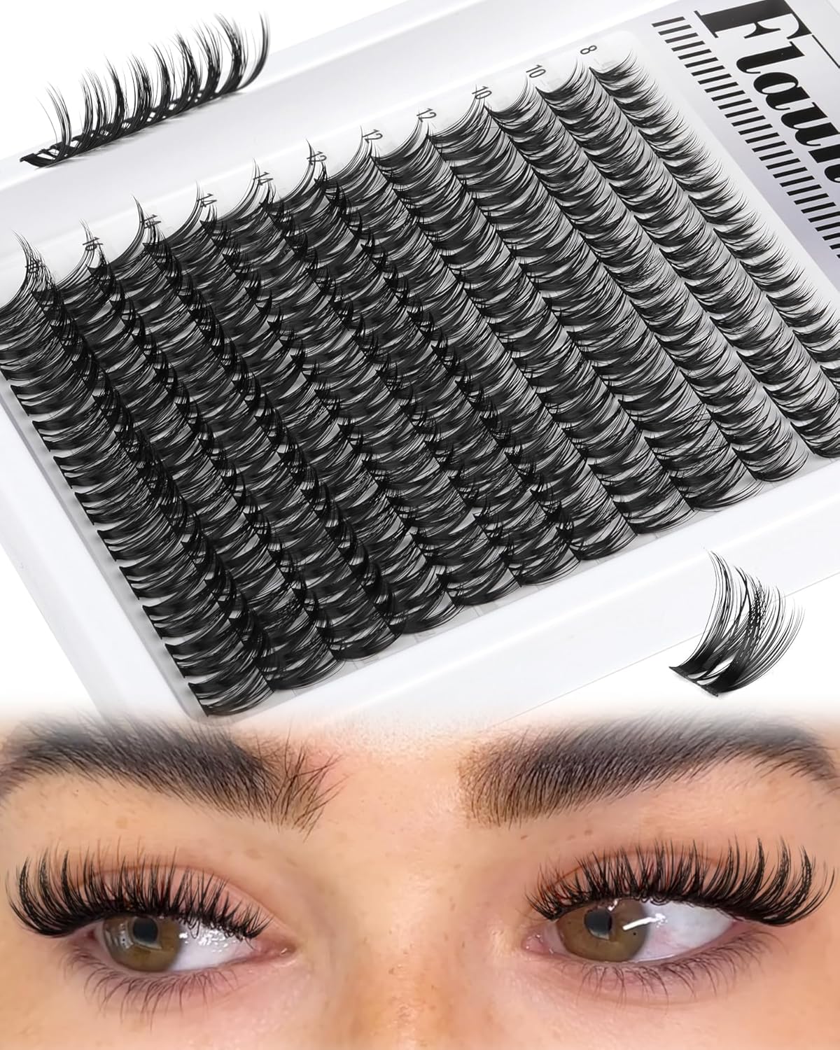 Skiennix Wispy Eyelash Clusters - Ultra-Dense Individual Lashes for Dramatic Looks | 132PCS DIY Pack (8-18MM)