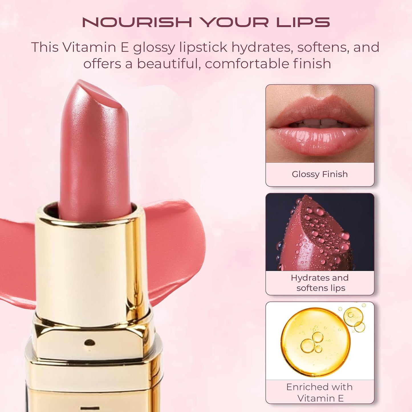 VOTUM Tahari 5pc Lipstick Set – Multi-Finish Lipsticks for Women, Matte, Cream, and Pearl, Long-Lasting Lipstick Color Gift Set (Red)