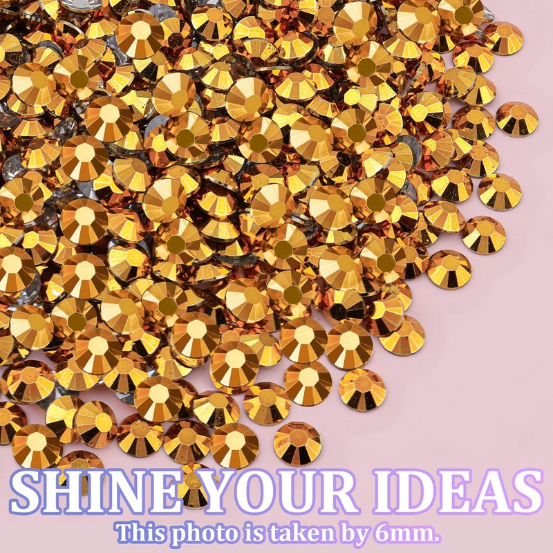 Mine Gold 25000 Pcs Resin Rhinestones - Mixed Sizes 2-6mm Flatback Gems for DIY Crafts & Decor