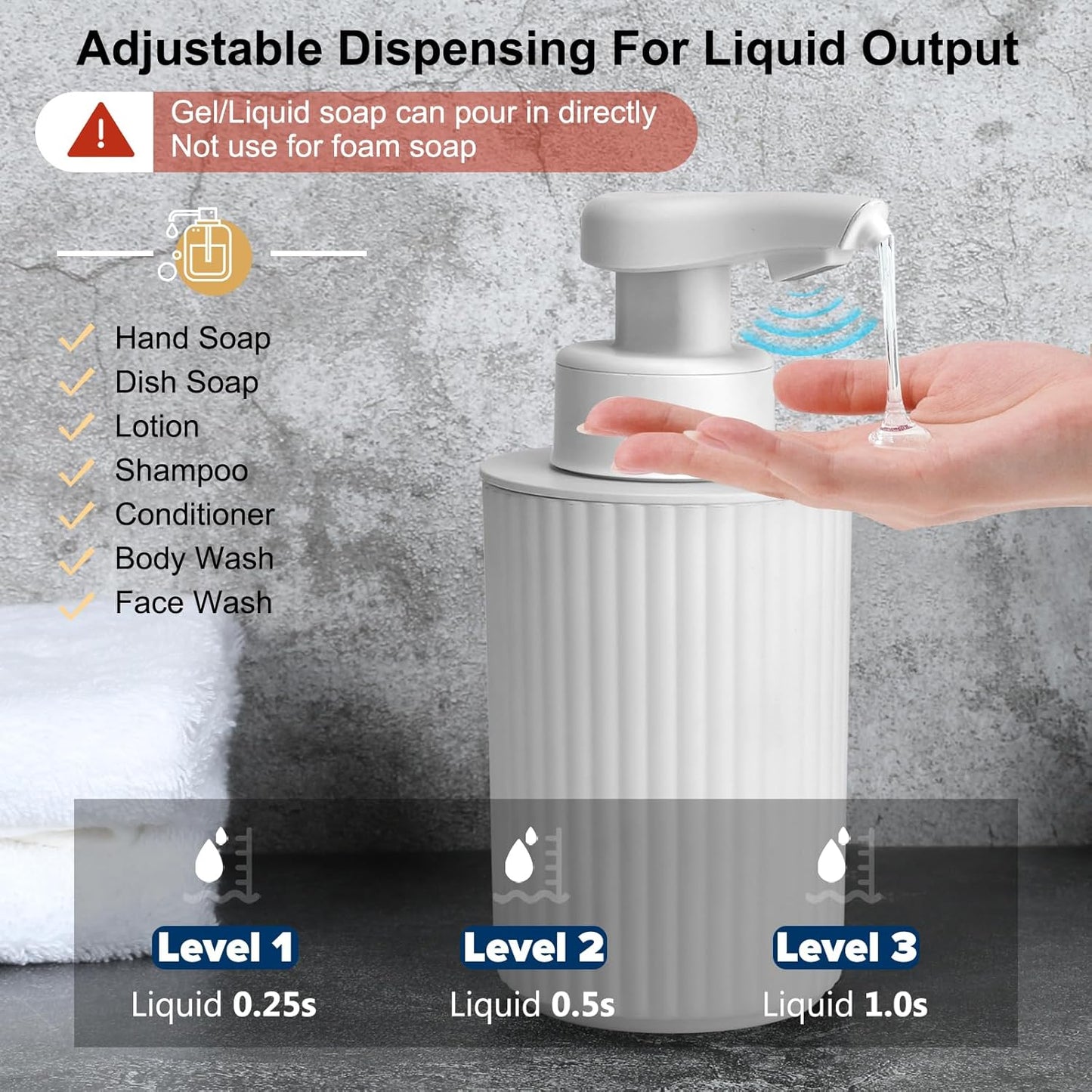 Skiennix Touchless Soap Dispenser - Rechargeable 9oz Electric Liquid Dispenser for Kitchen & Bathroom