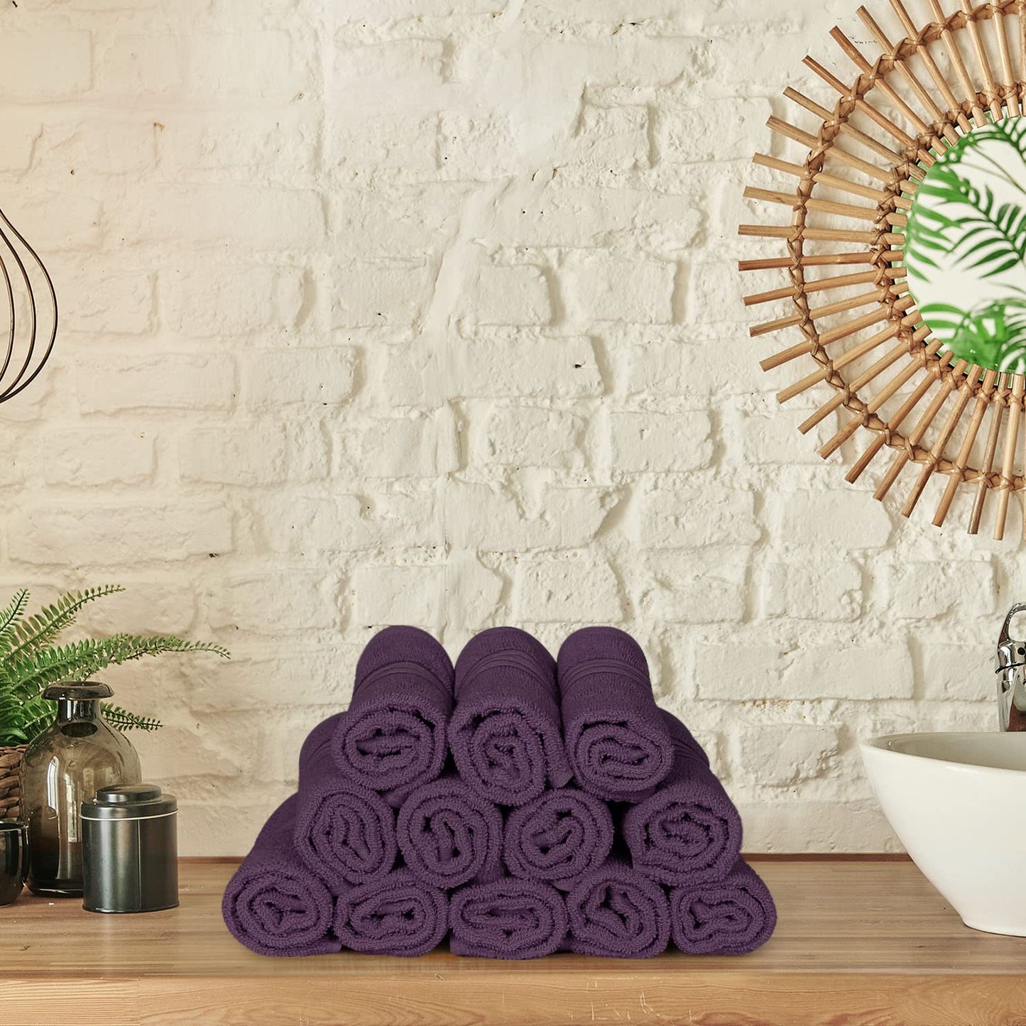 Utopia Towels 12 Pack Premium Wash Cloths Set, 12 by 12 Inches, 100% Cotton Ring Spun, Highly Absorbent and Soft Feel Washcloths for Bathroom, Spa, Gym, and Face, Plum