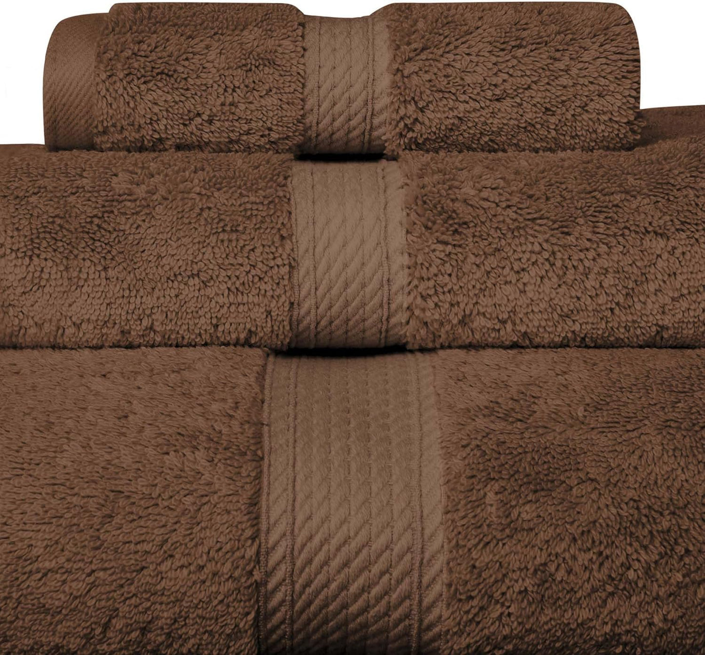 Superior Egyptian Cotton Pile 3 Piece Towel Set, Includes 1 Bath, 1 Hand, 1 Face Towel/ Washcloth, Ultra Soft Luxury Towels, Thick Plush Essentials, Guest Bath, Spa, Hotel Bathroom, Chocolate