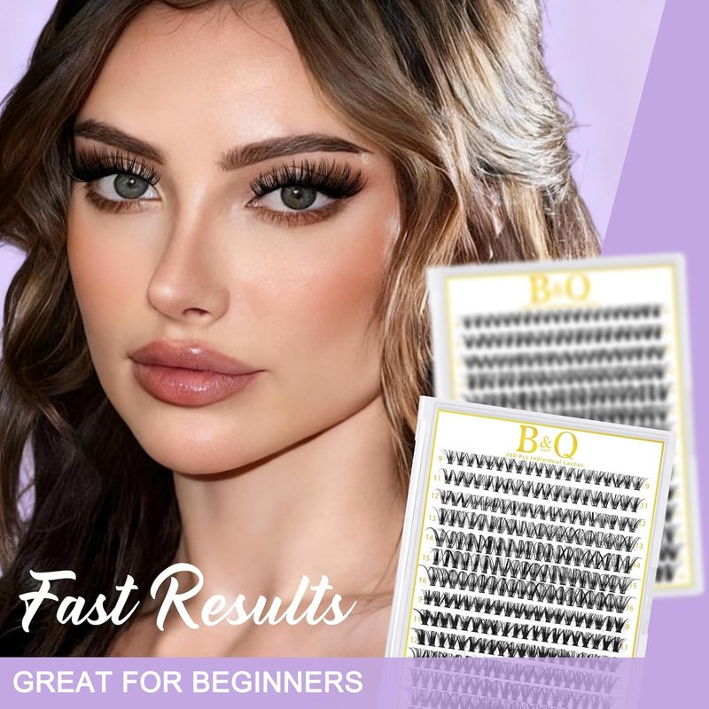B&Q Lash Clusters - 280PCS Natural Eyelash Extensions | 30D & 40D C Mix for Comfortable DIY Glam