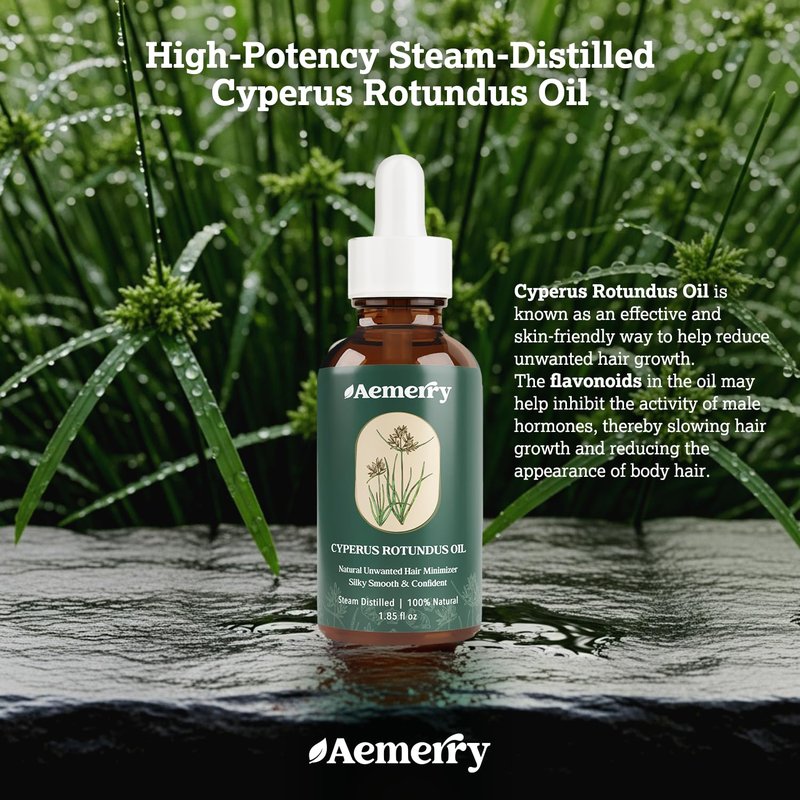 Cyperus Rotundus Oil: Natural Cyperus Rotundus After Hair Removal Oil, Slow & Reduce Regrowth for Face & Body, Moisturizing, Soothing & Smoothing Care, Safe for Sensitive Skin & PCOS.