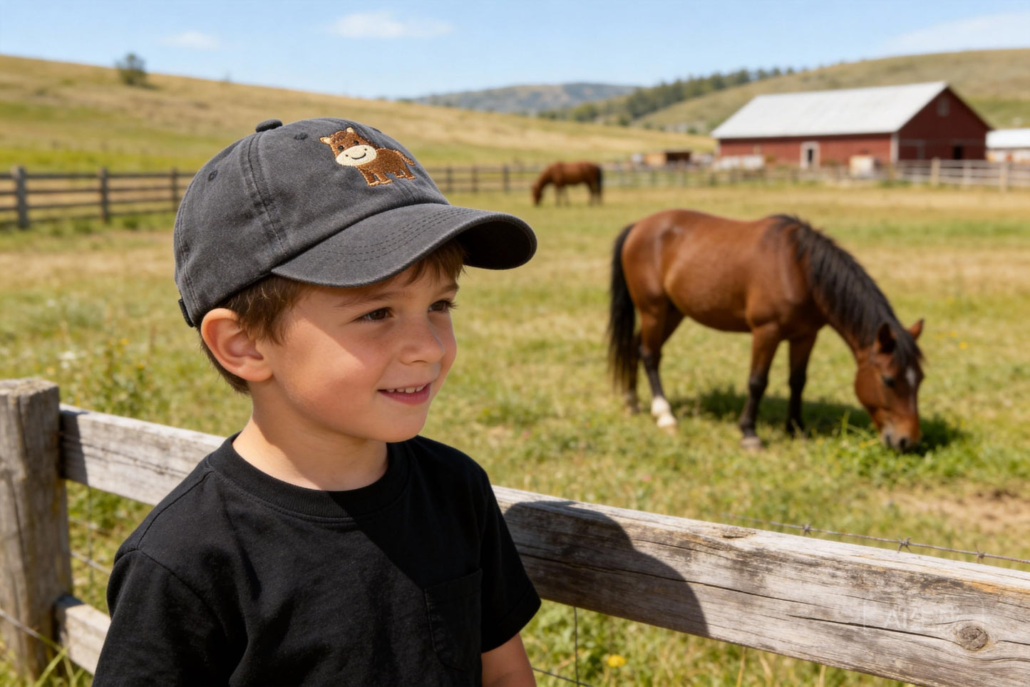 Horpe Horse Gift for Kid, Pony Lovers Baseball Cap, Farm Animal Lover Hat for Boys and Girls, Adjustable Embroidered Present for Zoo Trips and Birthday Party