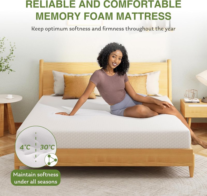 EGOHOME 8-Inch Twin Memory Foam Mattress - Cooling Green Tea Gel for Pressure Relief | CertiPUR-US Certified, 75''L x 38''W, White