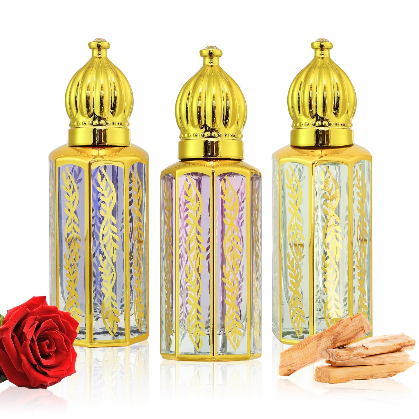 Tuteshow Arabic Perfume Oil for Women, Long Lasting Arabian Perfume Oil Roll On Rose, Sandalwood, Musk, 0.4 fl. oz