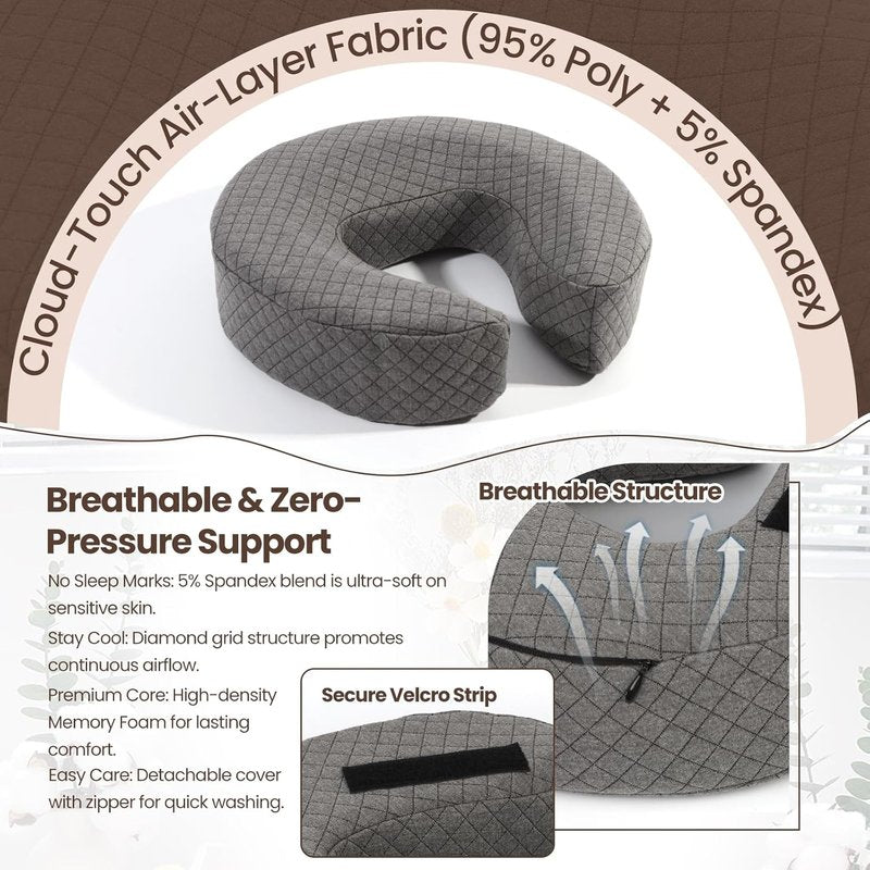 Skiennix Face Down Pillow - Heavy-Duty Steel Massage Headrest for Vitrectomy Recovery | Adjustable & Foldable Cradle