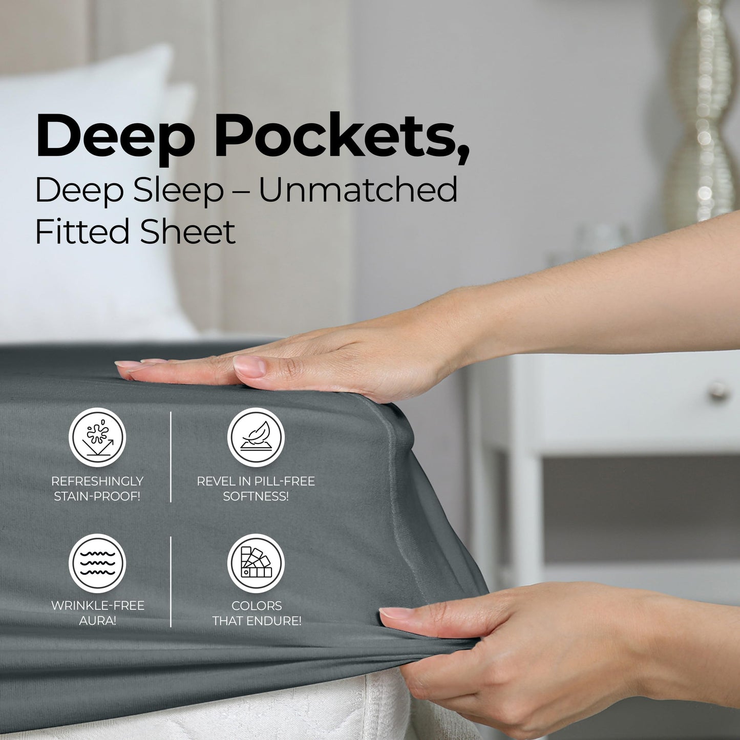 Utopia Bedding Twin Fitted Sheet - Bottom Sheet - Deep Pocket - Soft Microfiber - Shrinkage and Fade Resistant - Easy Care -1 Fitted Sheet Only (Grey)