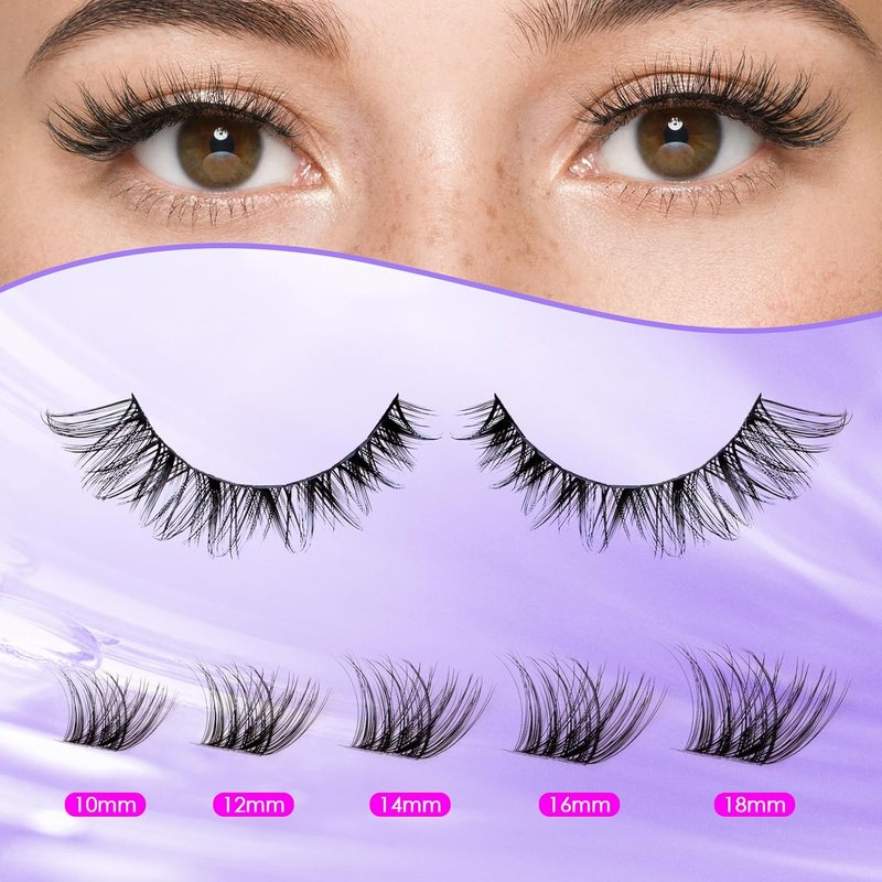 Ocean Pearl Lash Clusters Kit - 154pcs Manga-Inspired Spike Effect Lashes | DIY Eyelash Extensions with Bond, Seal & Tweezers