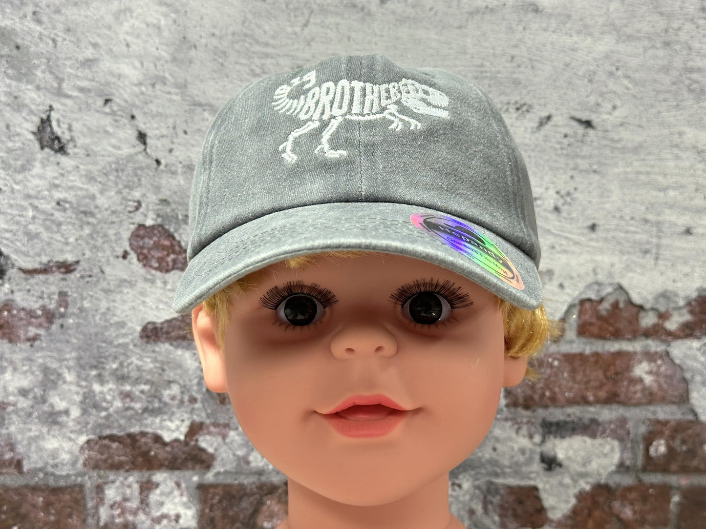 Hepandy T-Rex Skeleton Hat for Boys, Big Brother Gifts for Kids, Washed Gray Tyrannosaurus Baseball Cap Adjustable Hat