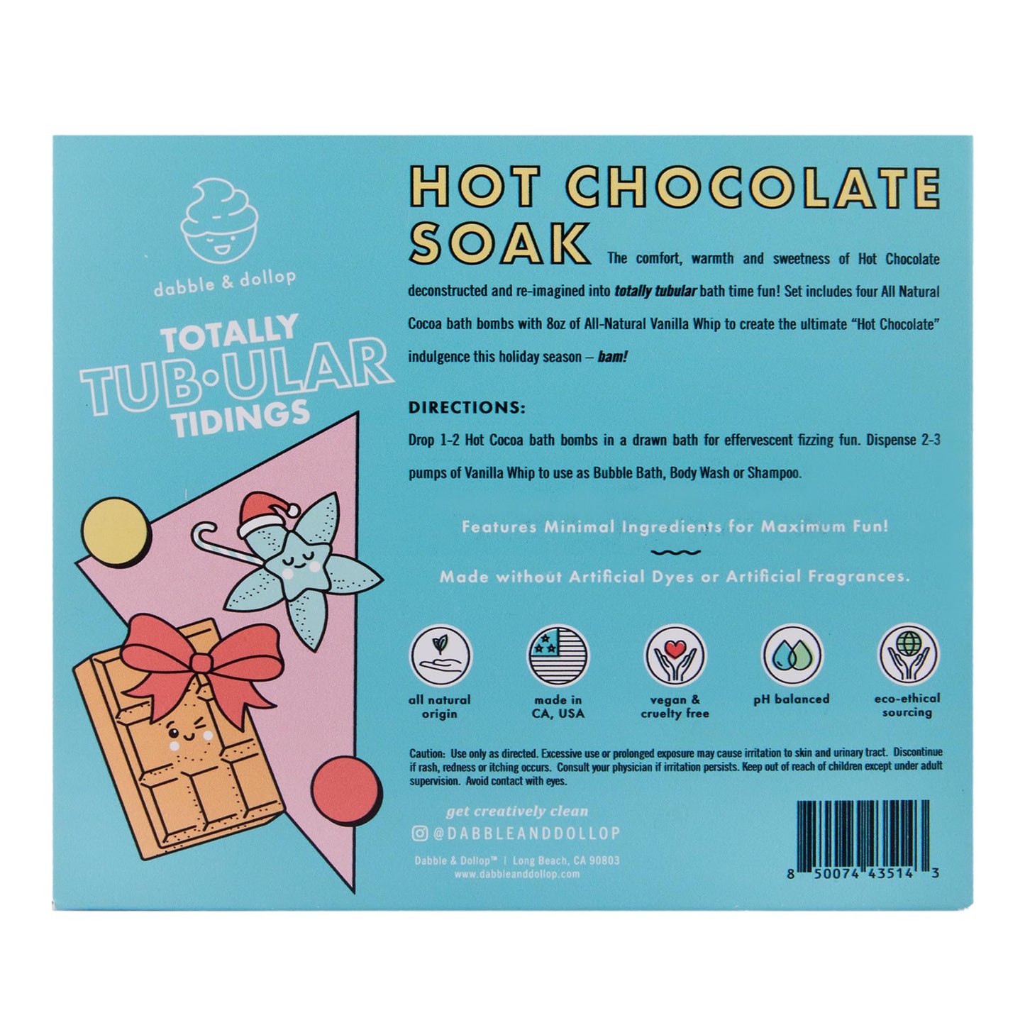 Dabble & Dollop Hot Chocolate Soak Kids Bath Bombs Gift Set with Bubble Bath – Cocoa Bath Bombs + Vanilla Whip 3-in-1 Shampoo, Body Wash & Bubble Bath – Gentle for Sensitive Skin (5-Piece Set)