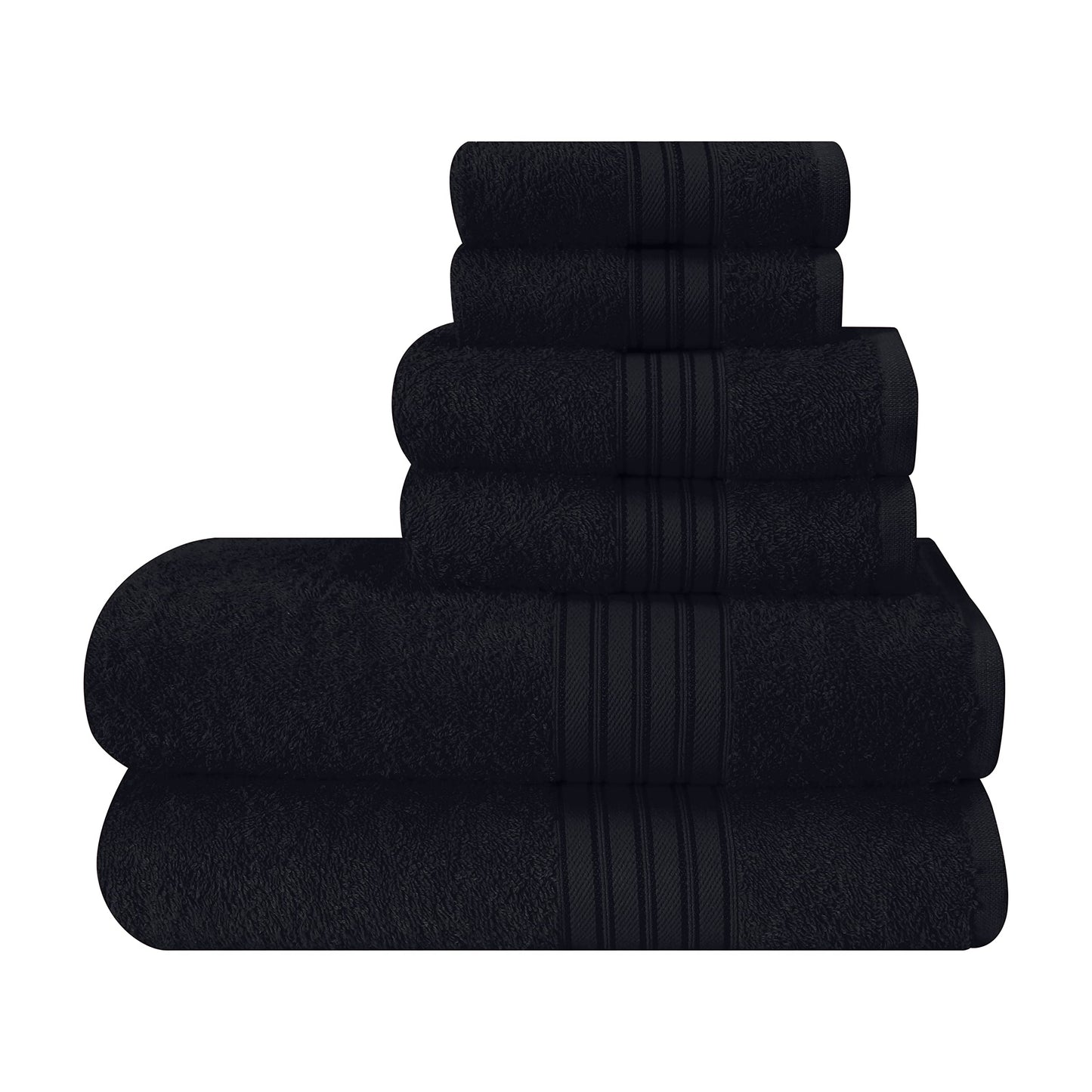 BOUTIQUO 6 Pack Cotton Towel Set, Contains 2 Bath Towels 28x55 inch, 2 Hand Towels 16x24 inch & 2 Wash Coths 12x12 inch, Ideal Everyday use, Ultra Soft Compact & Lightweight - Burgundy