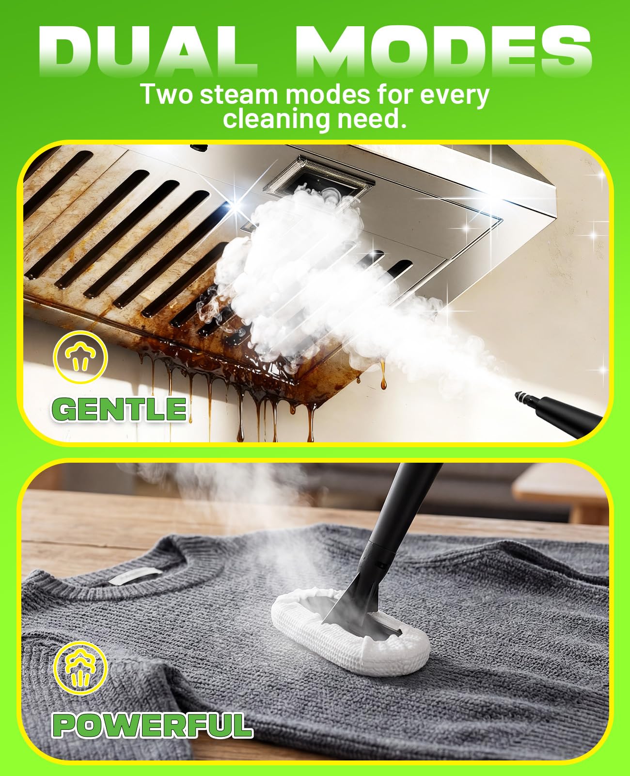 POPCHOSE Steam Cleaner with Detergent Dispenser, 15s Heat-Up Handheld Steam Cleaner for Home, 500ml Removable Water Tank, Lightweight Portable Steamer for Cleaning Grout, Windows, Kitchen, Easy Refill