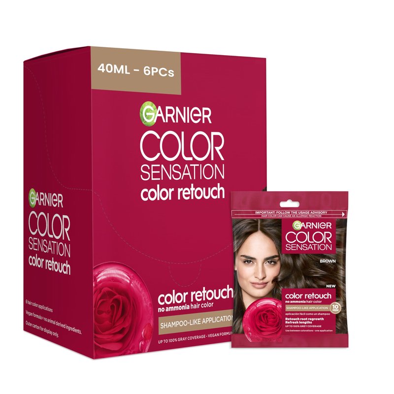 Garnier Color Sensation Color Retouch, Demi Permanent Hair Dye for Roots with 100% Gray Coverage, Brown Hair Dye 5.0, Pack of 6 (Packaging May Vary)