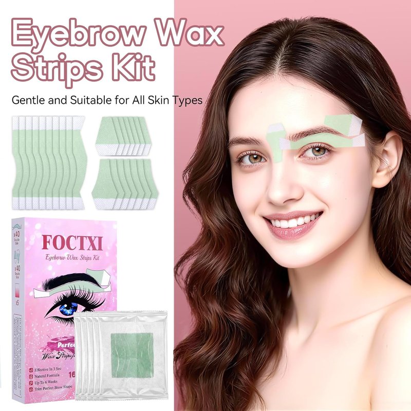 Facial Wax Strips Kit - 80 Hypoallergenic Eyebrow Wax Strips for Hair Removal | Includes 5 Calming Oil Wipes