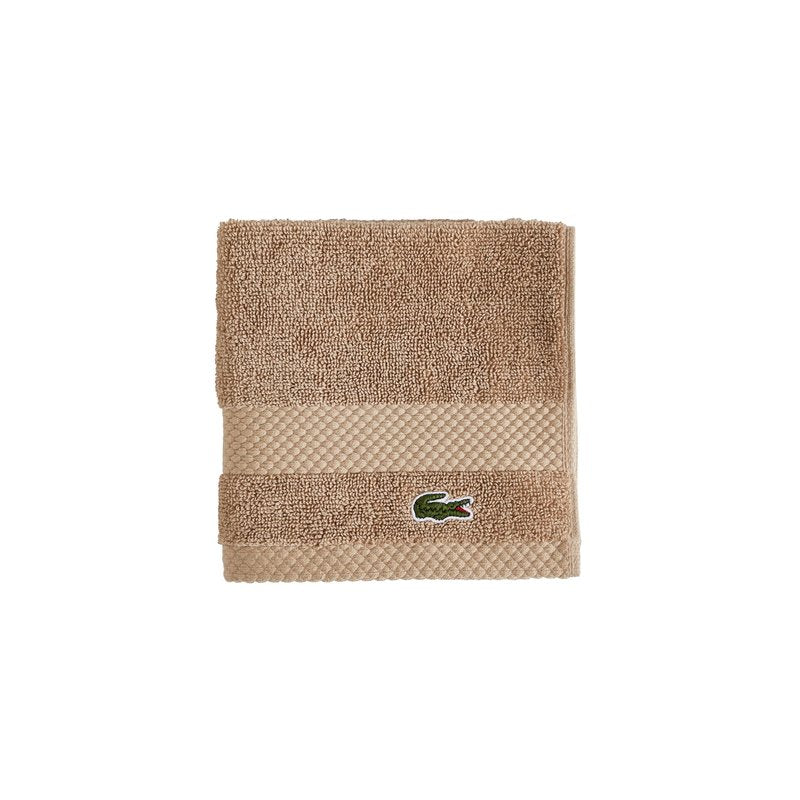 Lacoste Heritage 100% Supima Cotton Wash Cloth, Sand, 13" x 13" – Highly Absorbent & Quick Drying, Premium Super Soft Bath Towel, Bathroom Essential, Gift for All Occasions, Machine Washable
