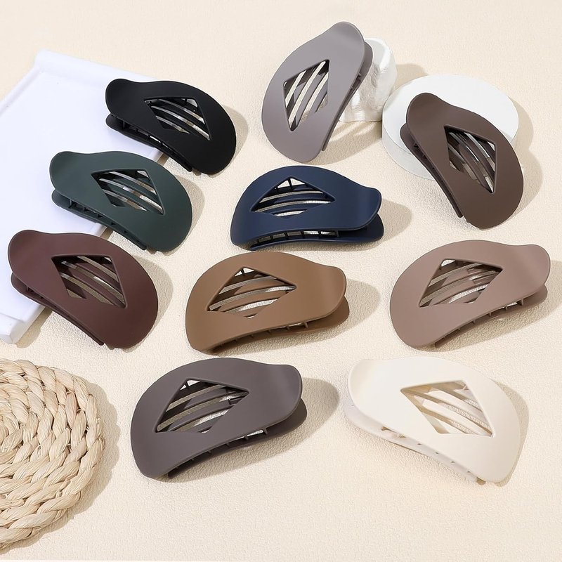 Flat Hair Clips for Women - 10 PCS Medium Matte Claw Clips, 4.2 Inch Strong Hold Non-Slip | Dark Coffee