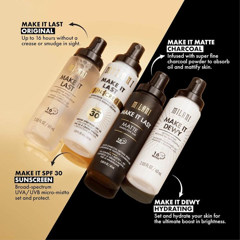 Milani Make It Last 3-in-1 Setting Spray & Anti-Gravity Mascara | Castor Oil Infused, Hourglass Brush